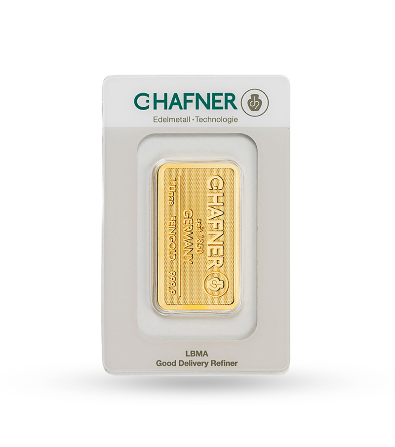 1 unze c.Hafner Goldbarren guss