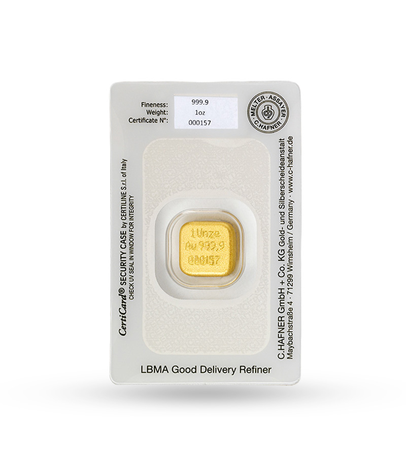 1 unze c.Hafner Goldbarren guss