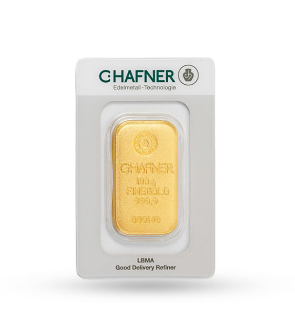 100 gramm c.Hafner Goldbarren Guss