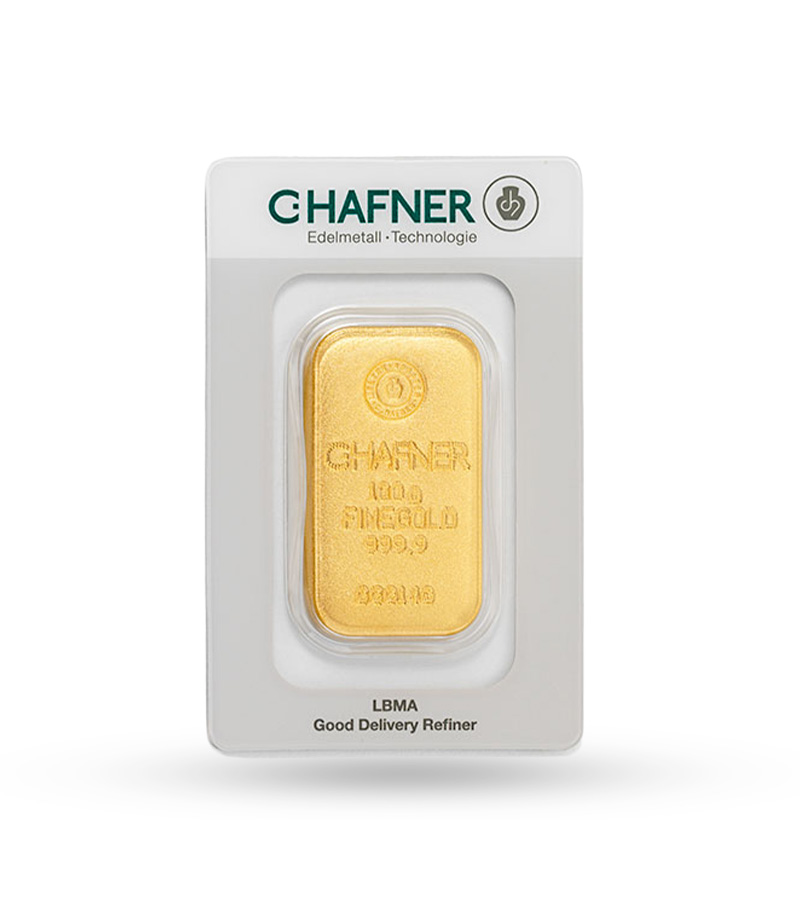 100 gramm c.Hafner Goldbarren Guss