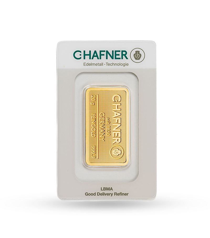 20 gramm c.Hafner Goldbarren