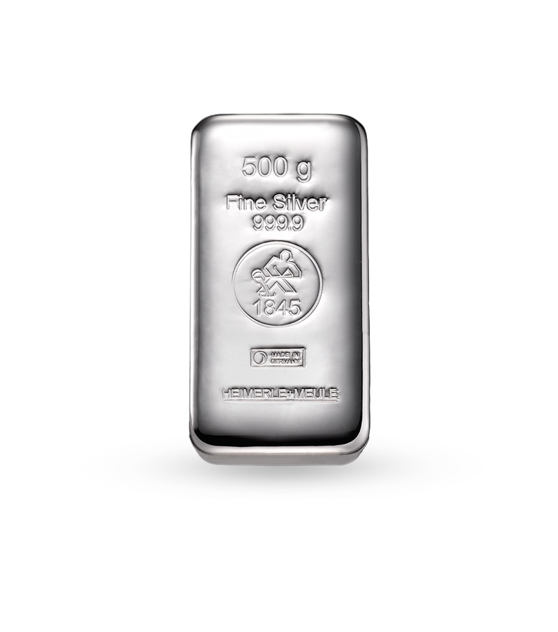 500 Gramm Heimerle Silber Guss