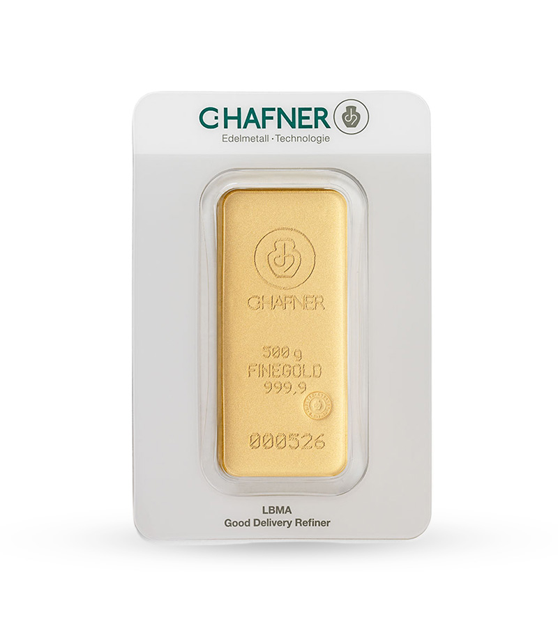 500 gramm c.Hafner Goldbarren